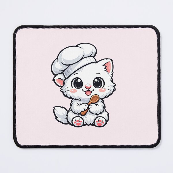 Item preview, Cute Chibi Kitten Baker Chef White Cat Lover designed and sold by tineldesign.