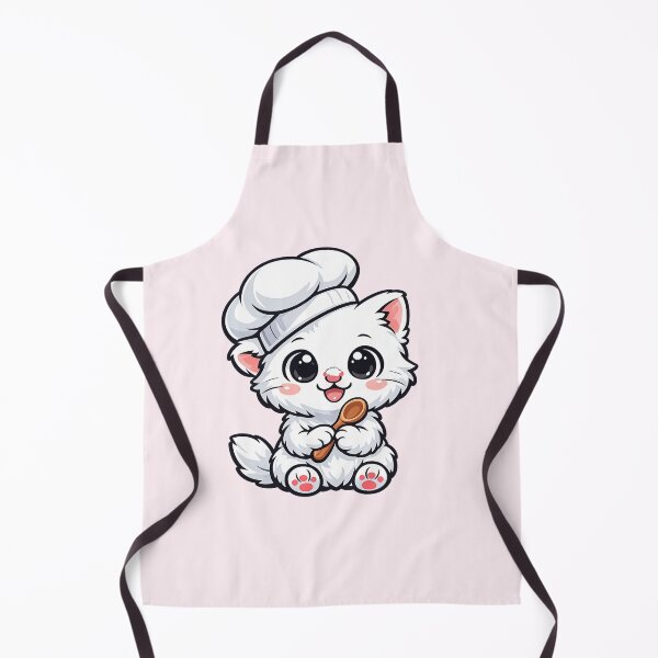 Item preview, Cute Chibi Kitten Baker Chef White Cat Lover designed and sold by tineldesign.