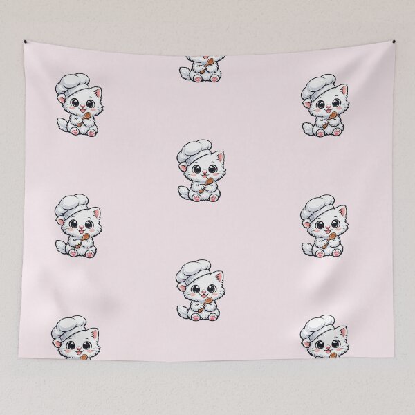 Item preview, Cute Chibi Kitten Baker Chef White Cat Lover designed and sold by tineldesign.