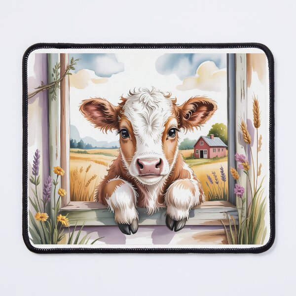 Item preview, Sweet Meadow Calf Greeting Art - Shabby Chic Countryside Farmhouse Blossom Design designed and sold by Picasfarmer.
