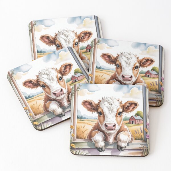 Item preview, Sweet Meadow Calf Greeting Art - Shabby Chic Countryside Farmhouse Blossom Design designed and sold by Picasfarmer.