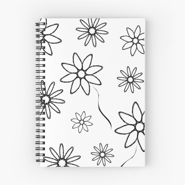 Item preview, Black lined flower pattern on white designed and sold by Hinkson Cox.