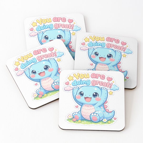 Item preview, You Are Doing Great – Cute Kawaii Dinosaur Mental Health Illustration designed and sold by slikar.
