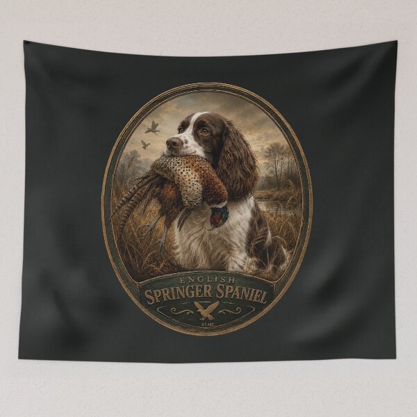 Item preview, English Springer Spaniel – Vintage Hunting Emblem  designed and sold by TammyHunterArt.