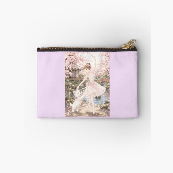 Item preview, Ballerina & Westie — Cherry Blossom Dance in a Japanese Garden | Anime Watercolor Illustration designed and sold by ballerinadogs.