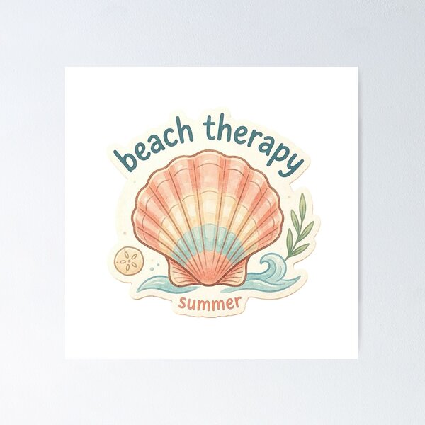 Item preview, Beach Therapy Cute Sea Shell Quote designed and sold by brandingpro.
