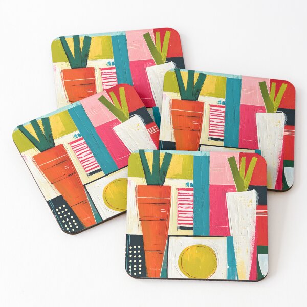 Item preview, Garden Geometry Unlocked - Stylized Carrots in a Burst of Bold Color and Abstract Energy designed and sold by OlfactoART Studio.
