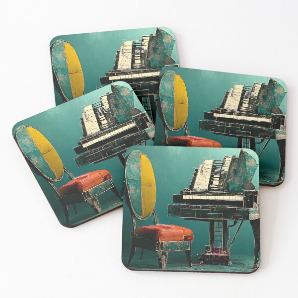 Item preview, Echoes Between Pages - A Weathered Piano and Books Suspended in Surreal Teal Stillness designed and sold by OlfactoART Studio.
