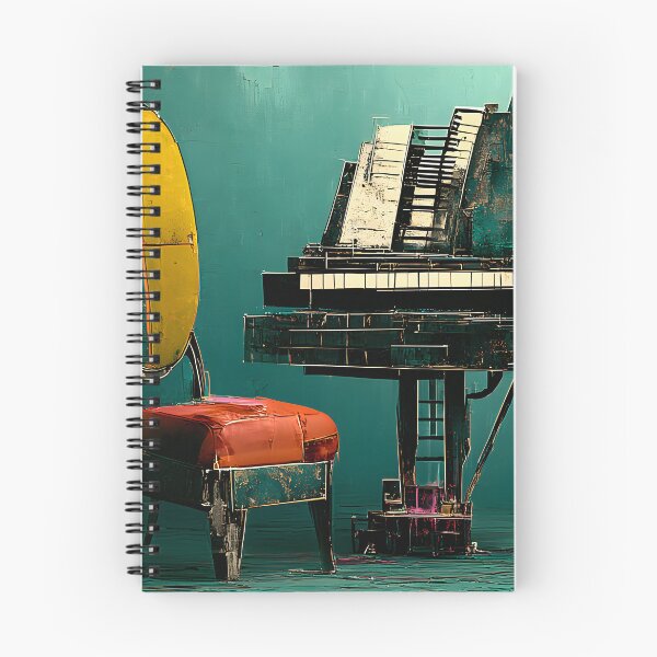 Item preview, Echoes Between Pages - A Weathered Piano and Books Suspended in Surreal Teal Stillness designed and sold by OlfactoART Studio.