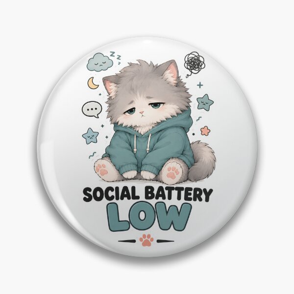 Item preview, Social Battery Low Cute Tired Cat Sticker designed and sold by MoodCats.