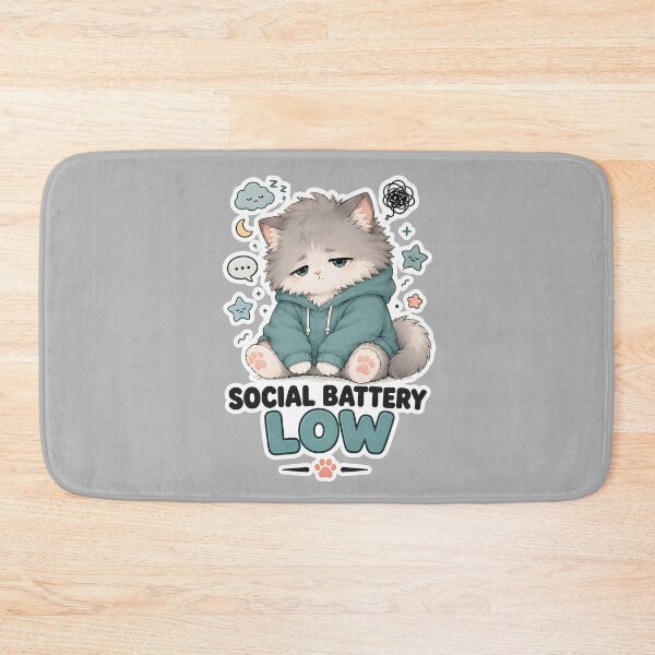 Item preview, Social Battery Low Cute Tired Cat Sticker designed and sold by MoodCats.