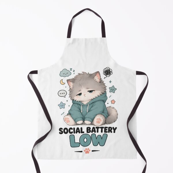 Item preview, Social Battery Low Cute Tired Cat Sticker designed and sold by MoodCats.