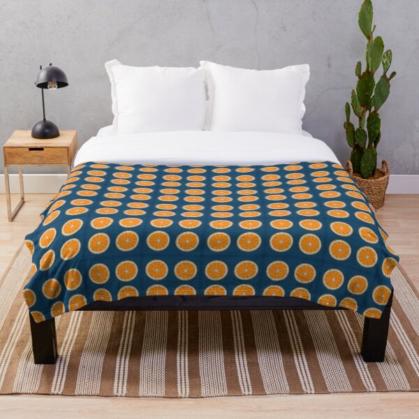 Item preview, Minimalist Citrus Slice Grid - Navy Blue Orange Pattern designed and sold by UniqueDesign751.