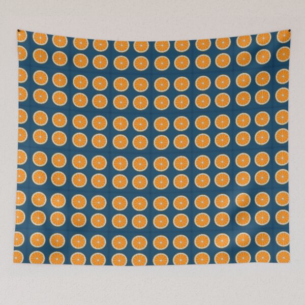 Item preview, Minimalist Citrus Slice Grid - Navy Blue Orange Pattern designed and sold by UniqueDesign751.