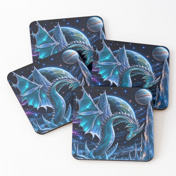 Item preview, Cosmic Ice Dragon – Celestial Fantasy Creature in a Frozen Alien World designed and sold by Extravanganzza.