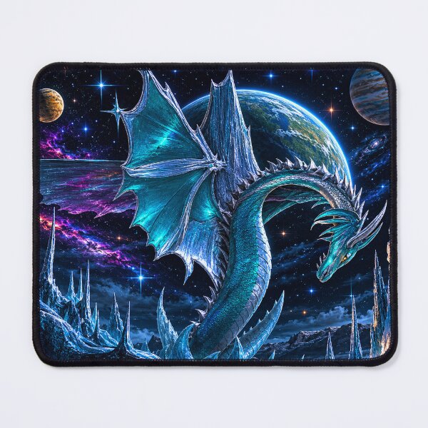 Item preview, Cosmic Ice Dragon – Celestial Fantasy Creature in a Frozen Alien World designed and sold by Extravanganzza.