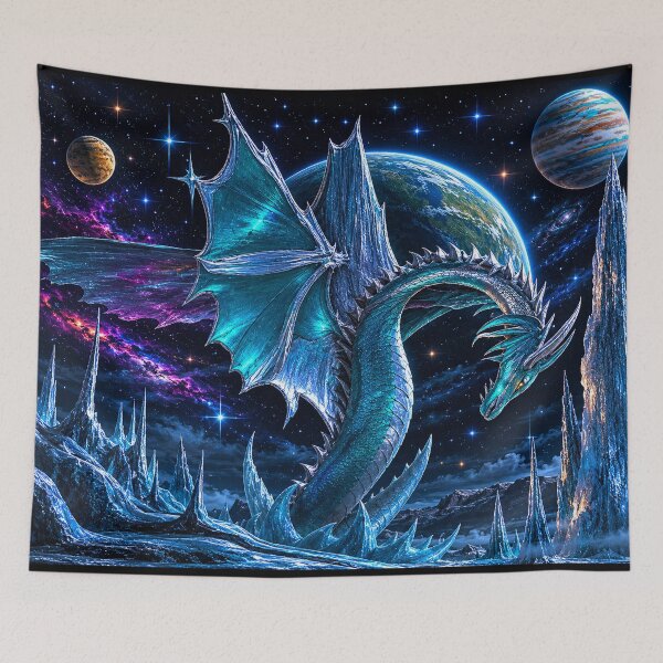 Item preview, Cosmic Ice Dragon – Celestial Fantasy Creature in a Frozen Alien World designed and sold by Extravanganzza.