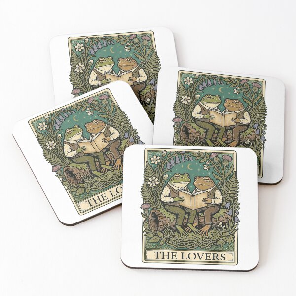 Item preview, The Lovers Tarot Card Vintage Frog Reading Book Cottagecore T-Shirt designed and sold by RKdrawings.