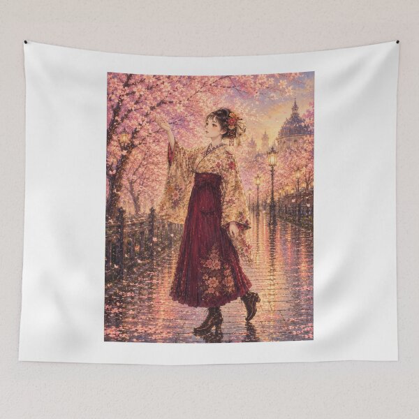 Item preview, Taisho Romance Girl Beneath Falling Sakura Blossoms designed and sold by Astral Japan.