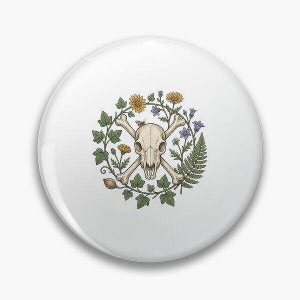 Item preview, Cottagecore Botanical Skull and Crossbones Sticker designed and sold by brandingpro.