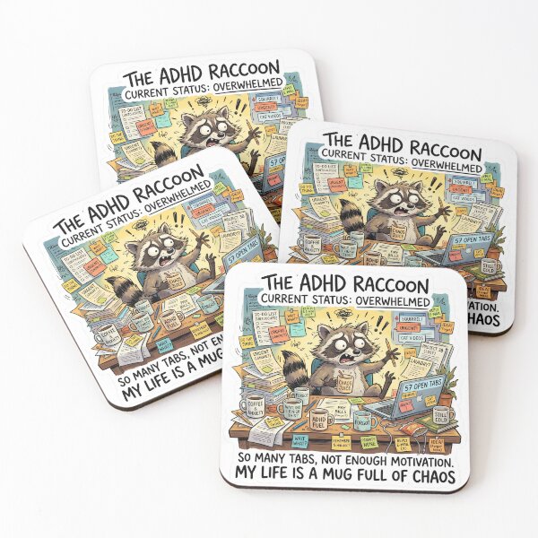 Item preview, ADHD Raccoon Chaos Meme Funny Neurodivergent Sticker designed and sold by Biwbiwty.