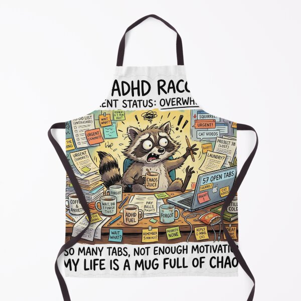 Item preview, ADHD Raccoon Chaos Meme Funny Neurodivergent Sticker designed and sold by Biwbiwty.
