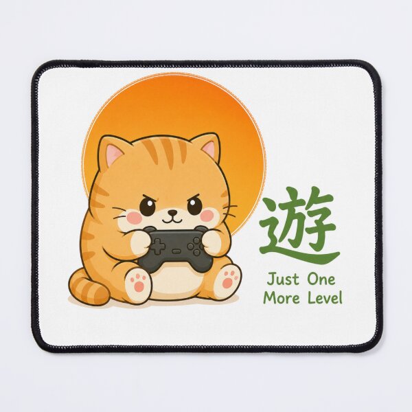 Item preview, Zen Gamer Cat – Kawaii Cat Just One More Level Japanese Gaming Art Gift designed and sold by QARVI.