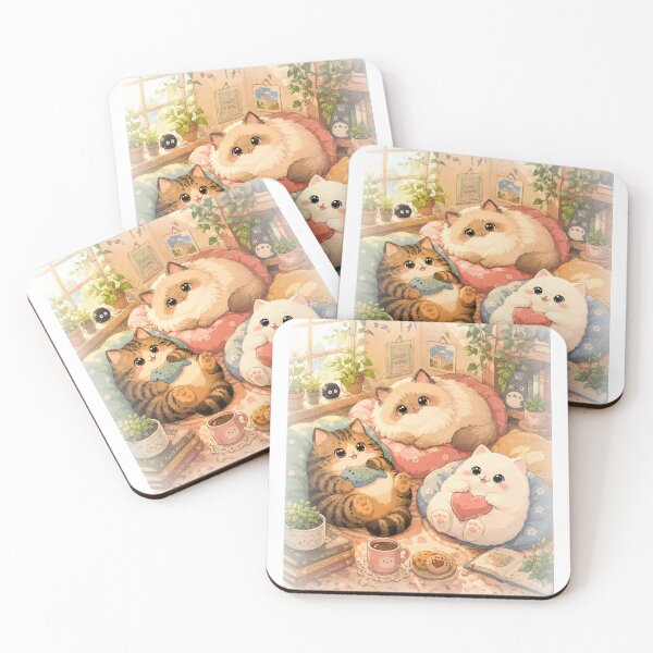 Item preview, Cozy Cats in Sunny Room - Cute Chubby Cats designed and sold by SweetFury.