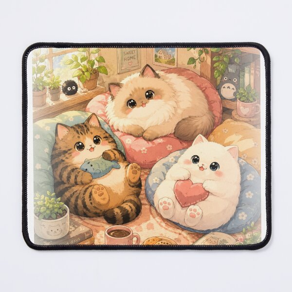 Item preview, Cozy Cats in Sunny Room - Cute Chubby Cats designed and sold by SweetFury.