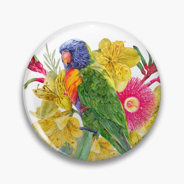 Item preview, Rainbow Lorikeet Summer Garden Bouquet designed and sold by Sketchbook Designs.