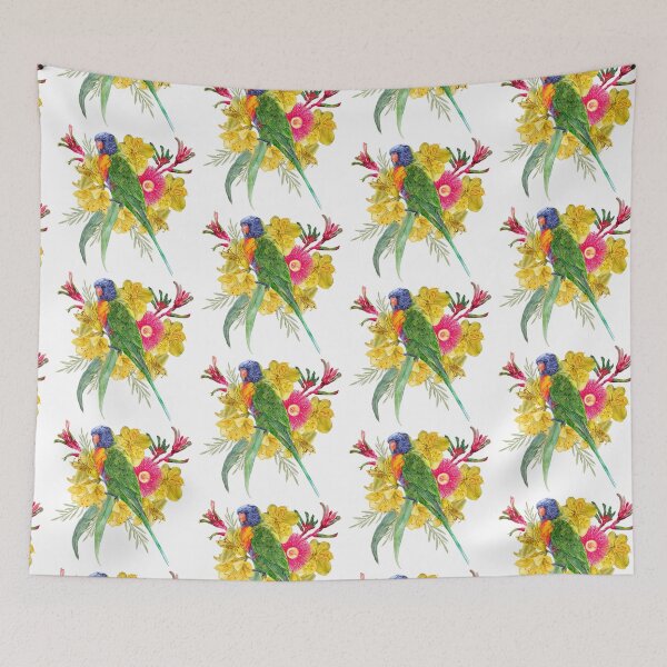 Item preview, Rainbow Lorikeet Summer Garden Bouquet designed and sold by Sketchbook Designs.