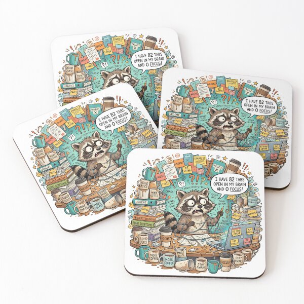 Item preview, ADHD Brain Chaos Funny Raccoon Neurodivergent Sticker designed and sold by Biwbiwty.