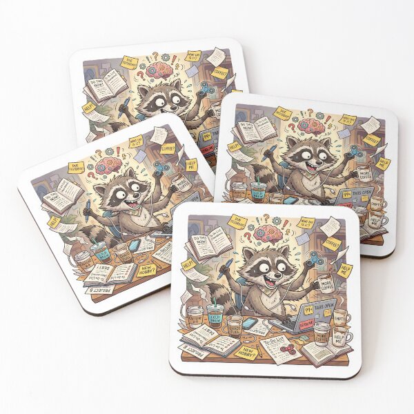 Item preview, Chaotic Raccoon Desk ADHD Meme Cute Sticker designed and sold by Biwbiwty.