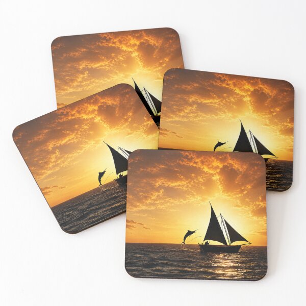 Item preview, Golden Fishing Days – Cinematic Sunset Sailboat on the Open Sea designed and sold by Extravanganzza.