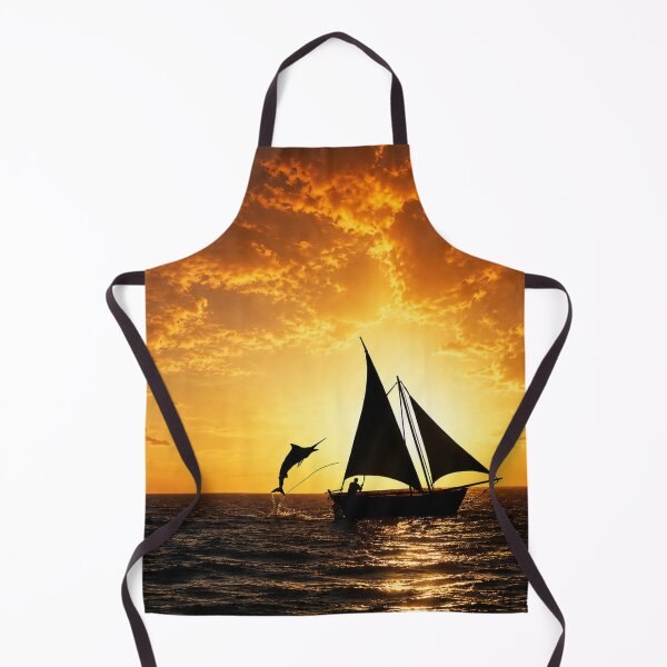 Item preview, Golden Fishing Days – Cinematic Sunset Sailboat on the Open Sea designed and sold by Extravanganzza.