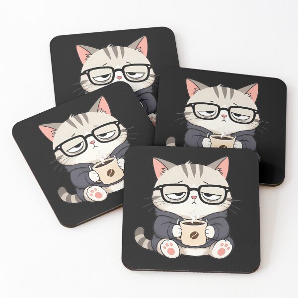 Item preview, Tired Coder Cat， Drinking Coffee，coffee lover designed and sold by JulianCheng.