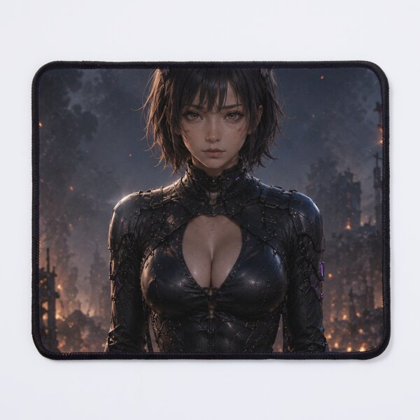 Item preview, Cyber Neko Warrior in the Burning Ruins designed and sold by RinaWorksJP.