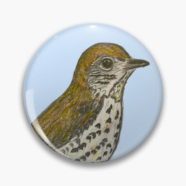Item preview, Wood Thrush - simple blue background designed and sold by woodland-towers.