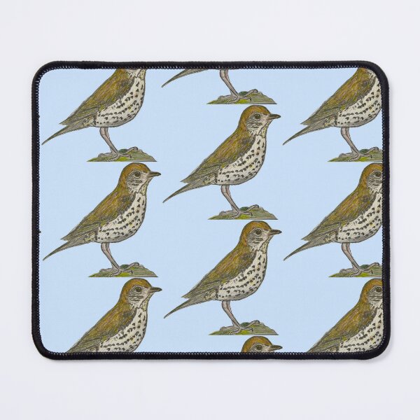 Item preview, Zorzal de bosque - fondo azul simple designed and sold by woodland-towers.