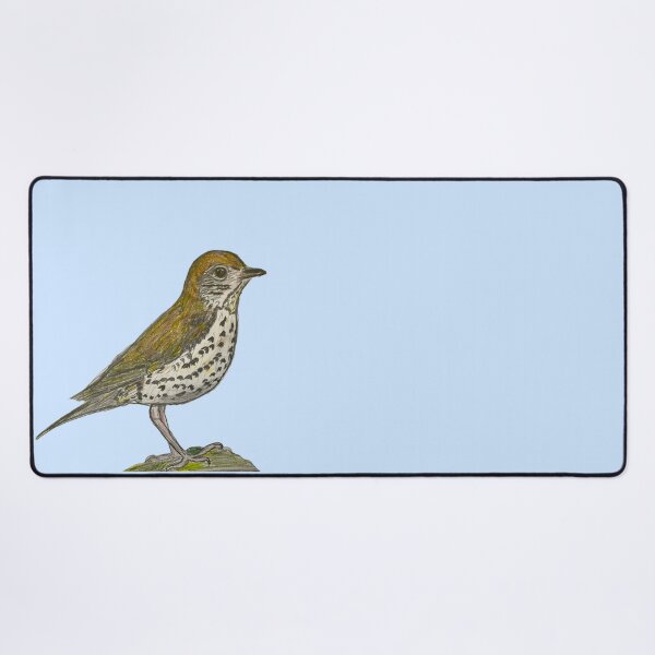 Item preview, Wood Thrush - simple blue background designed and sold by woodland-towers.