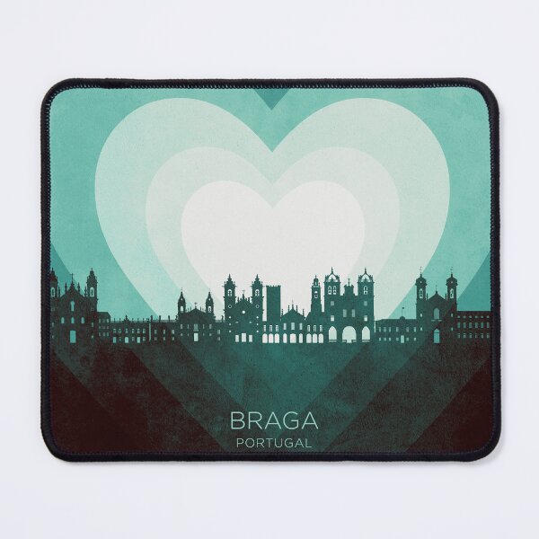 Item preview, Braga Portugal Skyline Hearts Teal designed and sold by ArtPrints.