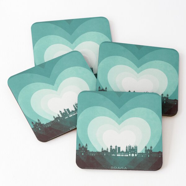 Item preview, Braga Portugal Skyline Hearts Teal designed and sold by ArtPrints.