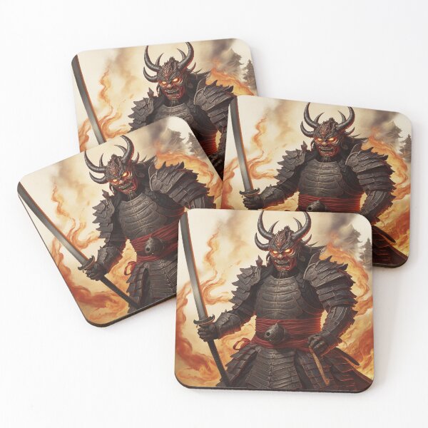 Item preview, Inferno Shogun Samurai Oni Mask Sticker designed and sold by Alphaxkeeper.
