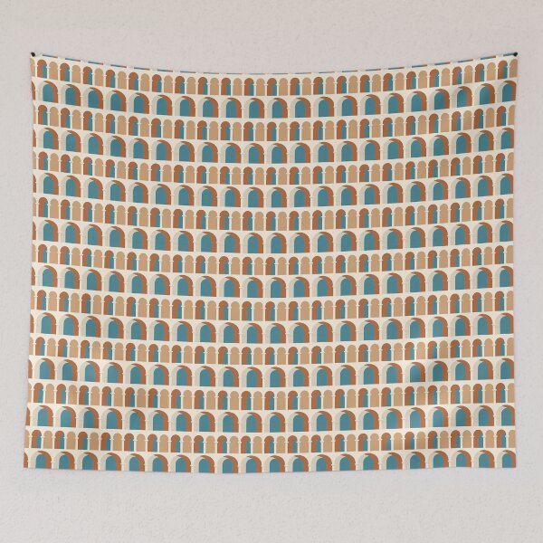 Item preview, The Colonnade — Terracotta and Teal Arch Print, Boho Housewarming Gift designed and sold by BestVarieties.