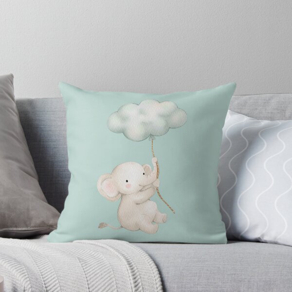 Item preview, Cute Baby Elephant Watercolor Illustration | Nursery Animal Art | Dreamy Cloud Balloon Wall Art designed and sold by SaitonG.