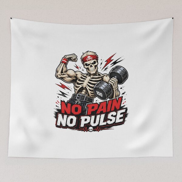 Item preview, No Pain No Pulse Skeleton Gym Workout Funny Gifts designed and sold by BadhbhArt.