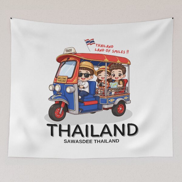 Item preview, Cute Thailand Tuk Tuk Travel Graphic – Welcome Thailand Land of Smiles Chibi Vacation Design designed and sold by Beeform.