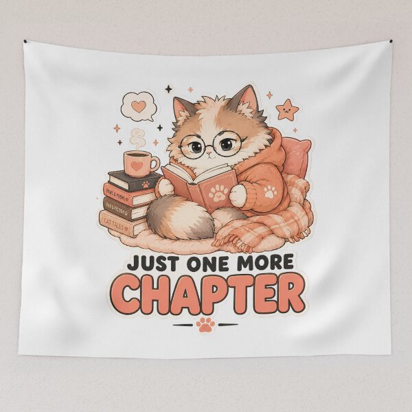 Item preview, Book Lover Cat Just One More Chapter Sticker designed and sold by MoodCats.