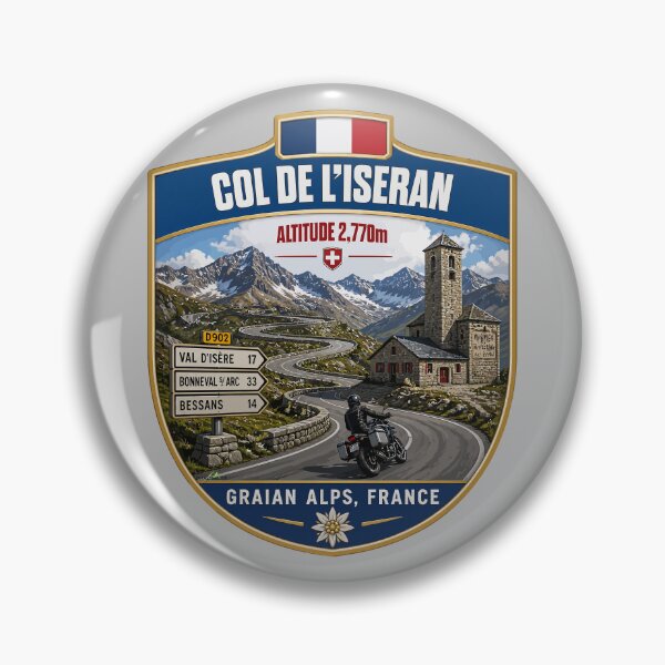Item preview, Col de L'Iseran France Motorcycle Sticker TShirt 08 designed and sold by OuterShellUK.