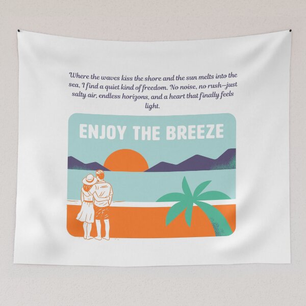 Item preview, Where Waves Meet Peace – Beach Aesthetic Quote Design designed and sold by Jhanak's Art.